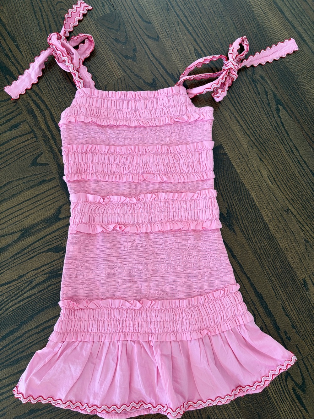Pink Ruffled Smocked Sundress